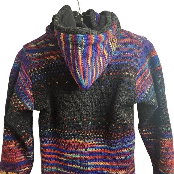 Colorful Confetti Wool Coat McRon Extra Warm Removable Hood Fleece Lined Jacket - Picture 10 of 13